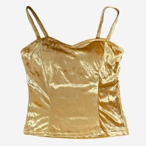 Vintage Y2K Newport News Gold velvet camisole bra top castlecore bustier XS